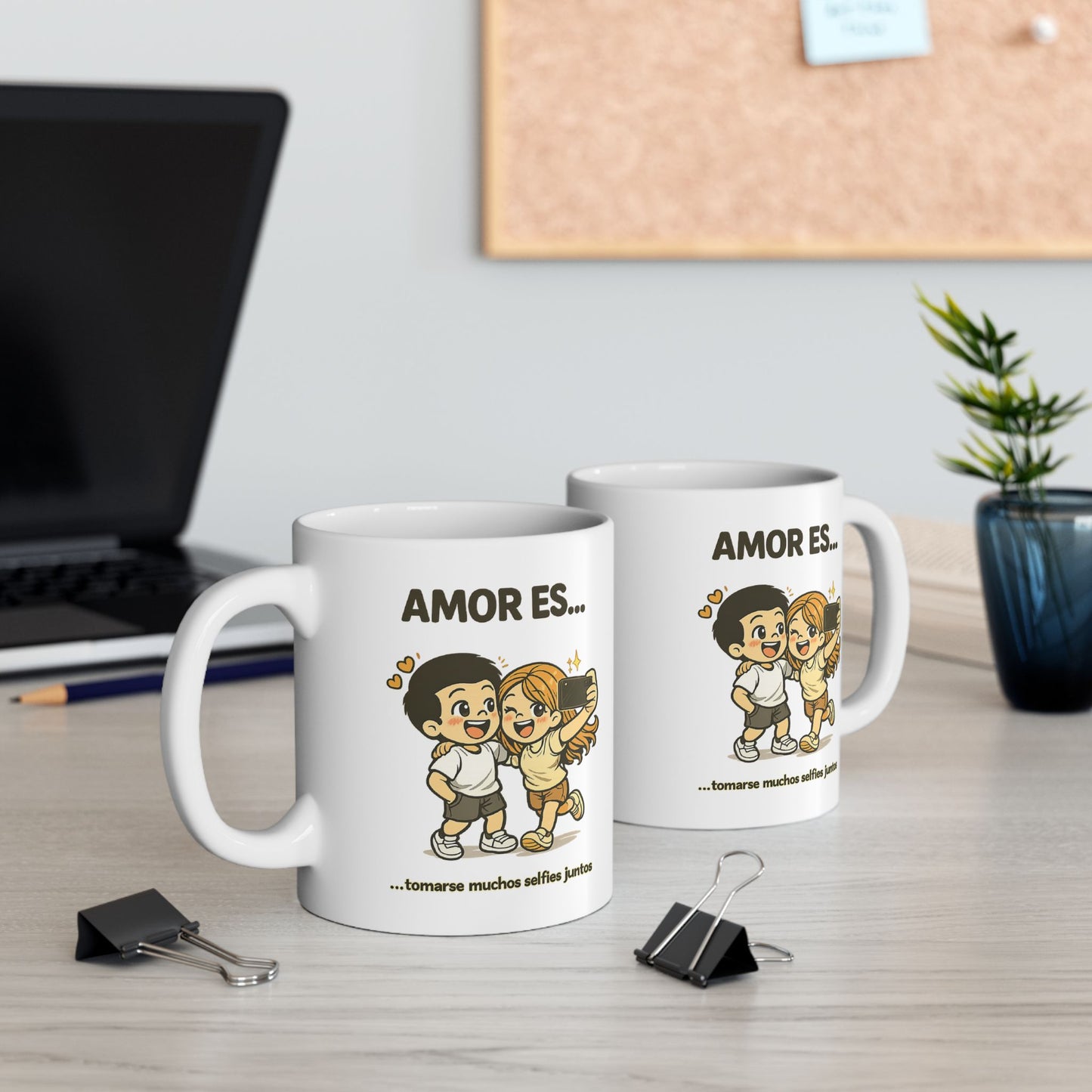 Amor es tomarnos selfies ceramic mug