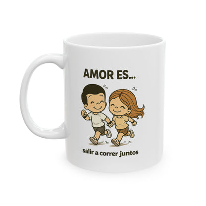 Amor es salir a correr juntos ceramic mug