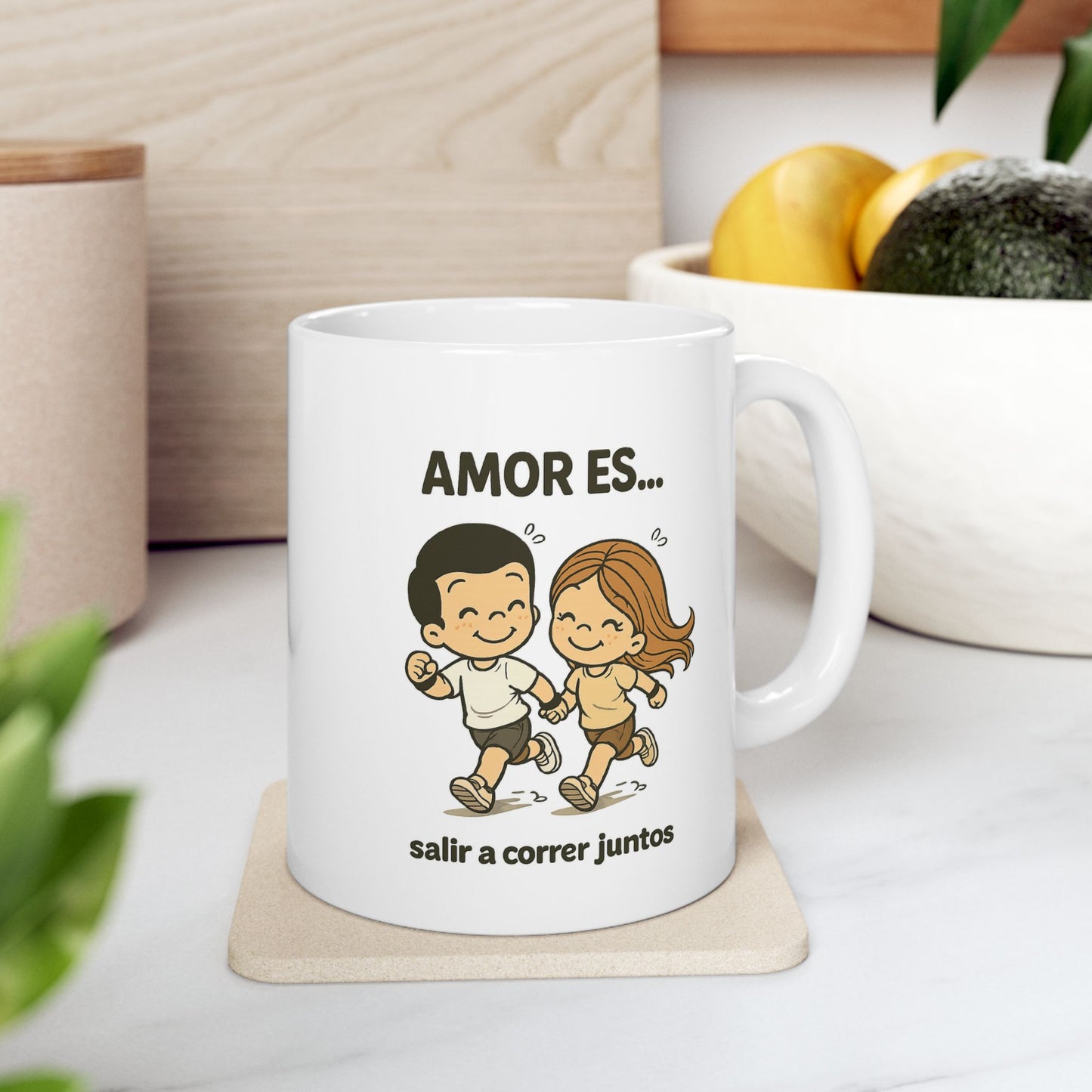 Amor es salir a correr juntos ceramic mug